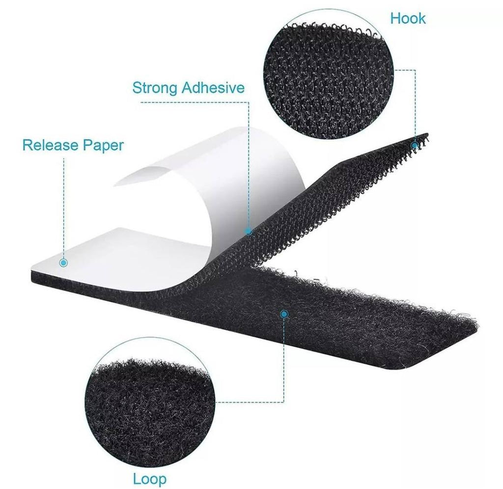 Velcro autoadhesivo 2.5 mm ancho rollo de 25 metros